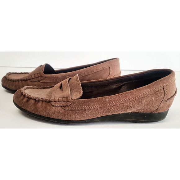 Franco Sarto Slip On Loafer Flats Suede Leather in Cocoa Brown Rubber WOM 7M - Picture 3 of 16